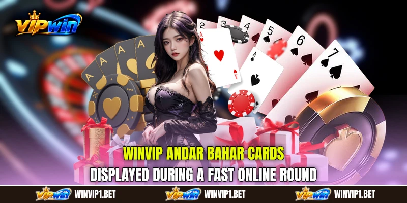 WINVIP Andar Bahar cards displayed during a fast online round WINVIP Andar Bahar cards displayed during a fast online round