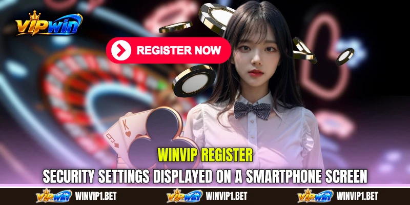 WINVIP Register security settings displayed on a smartphone screen